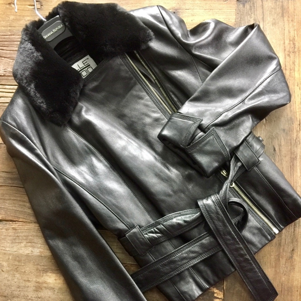 Leather biker-style jacket (NEW)